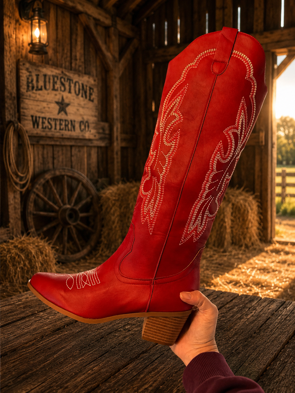 Crimson Canyon Tall Red Western Cowgirl Boots